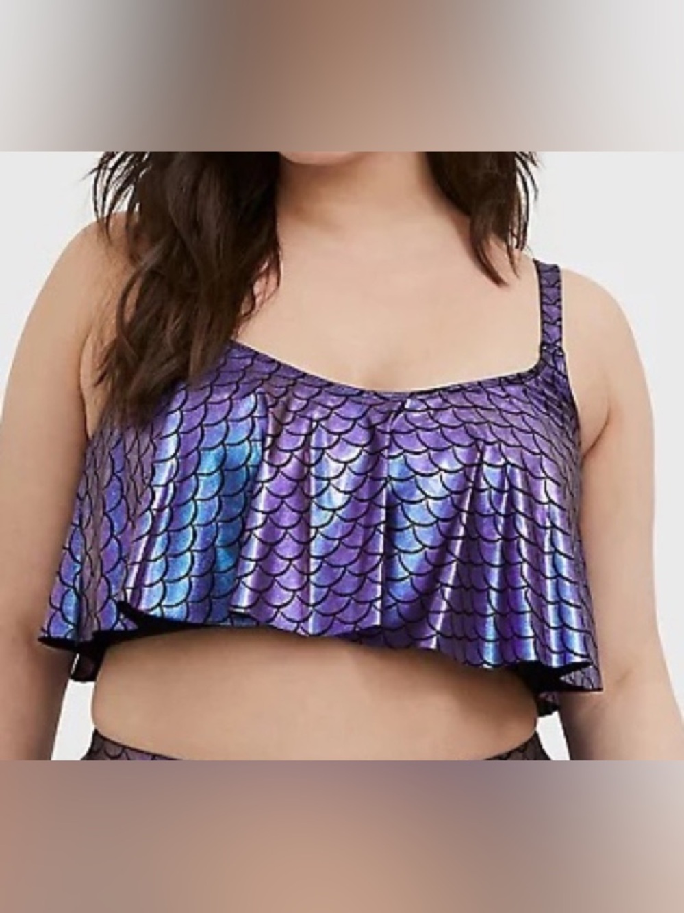 Torrid 0 NWT Women Large Purple Blue Metallic Mermaid Cupped Wireless Bikini Top